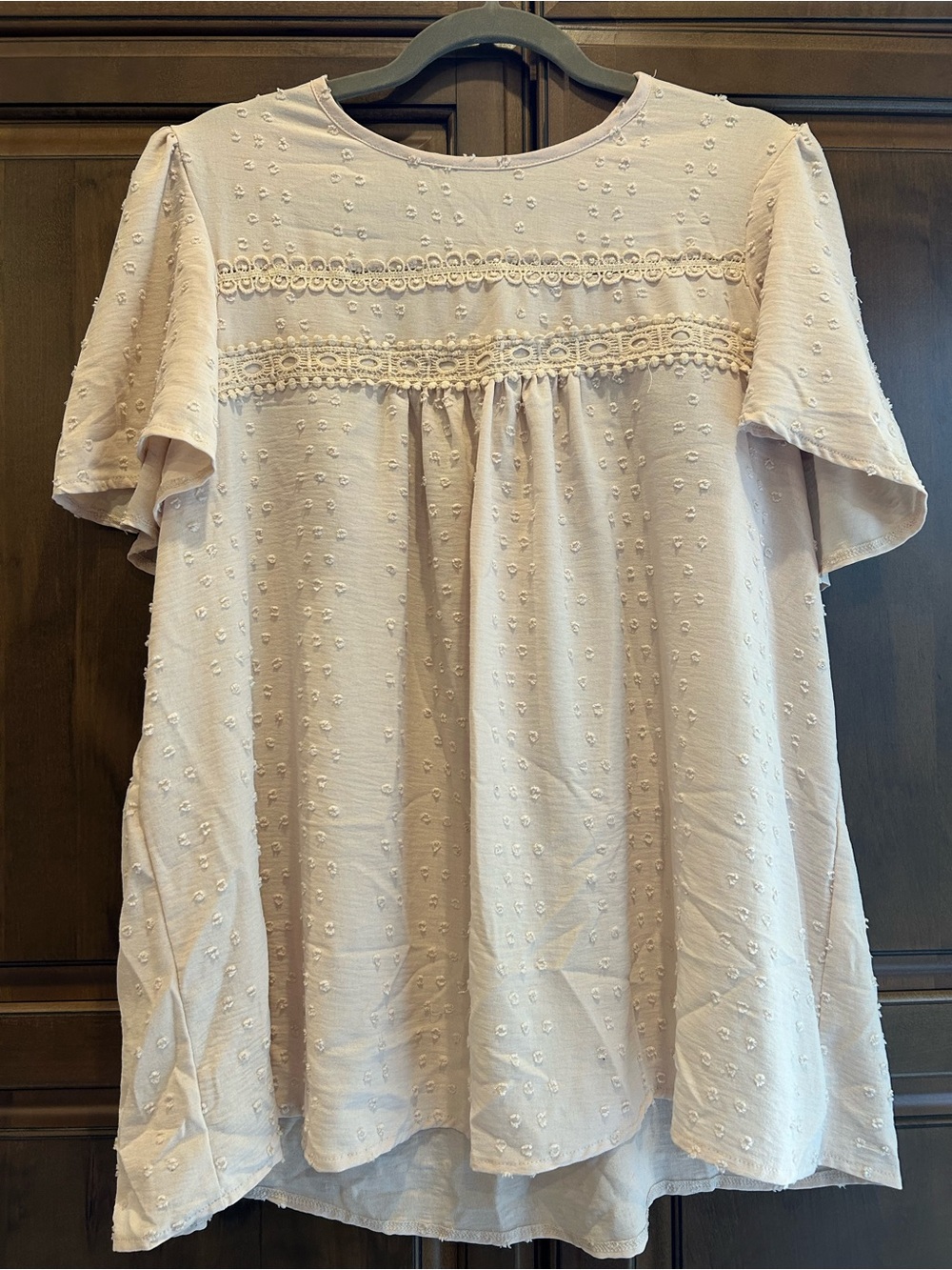 Light Cream Swiss Dot Babydoll Top
